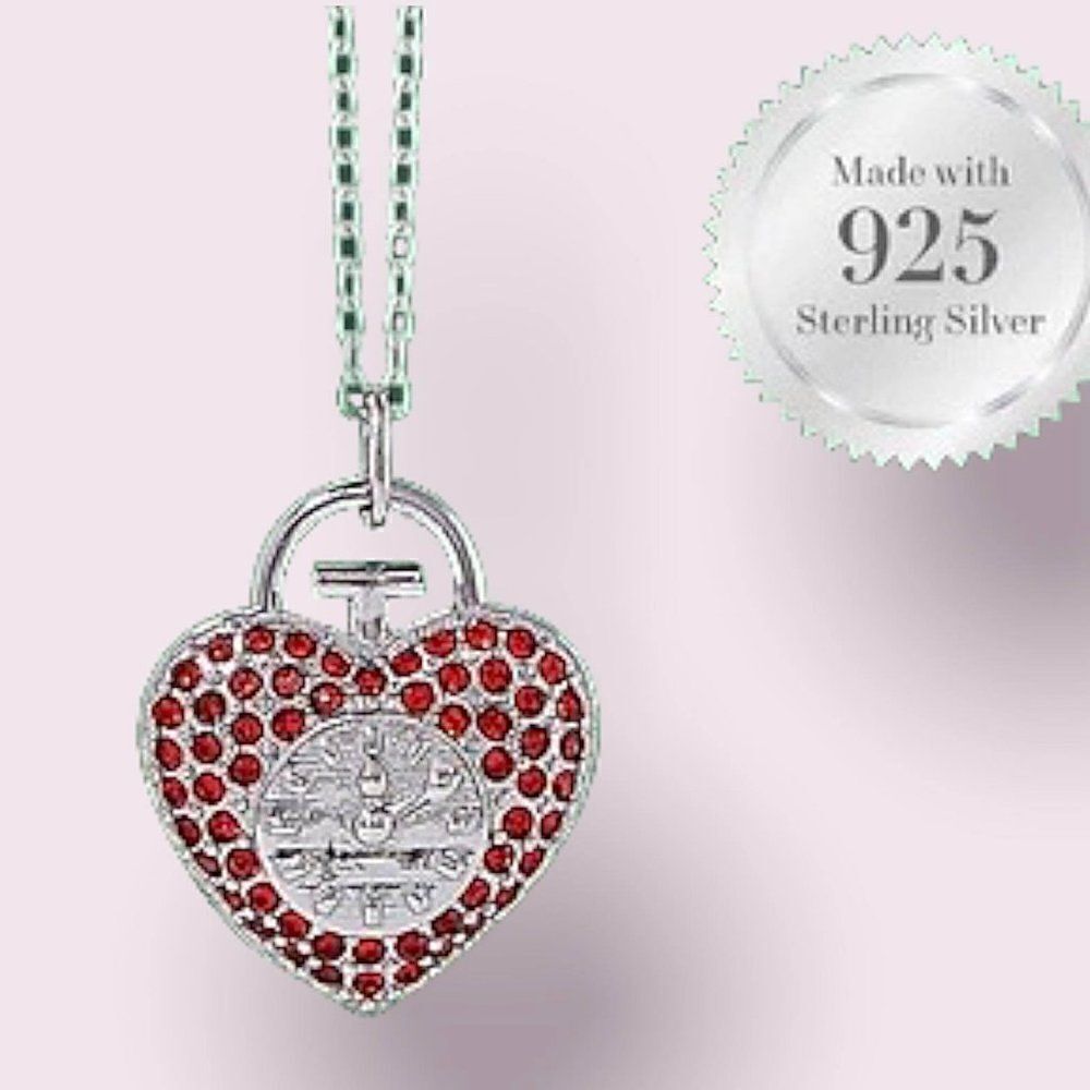 𝅺925 Wizard of Oz Heart Clockface Necklace